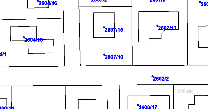Parcela st. 2607/10 v KÚ Jaroměř, Katastrální mapa
