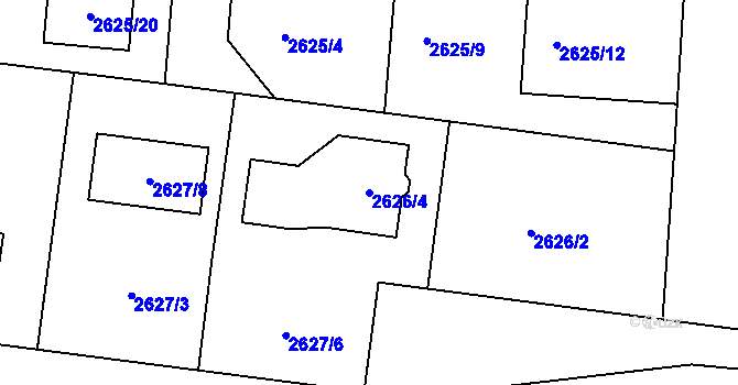 Parcela st. 2626/4 v KÚ Jaroměř, Katastrální mapa