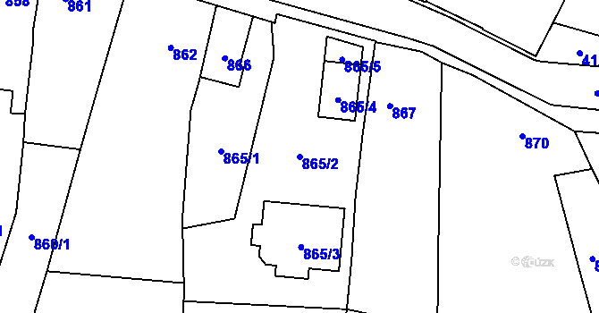 Parcela st. 865/2 v KÚ Jaroměř, Katastrální mapa