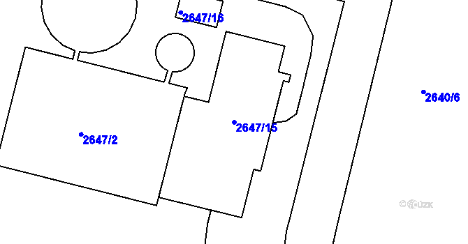 Parcela st. 2647/15 v KÚ Jaroměř, Katastrální mapa
