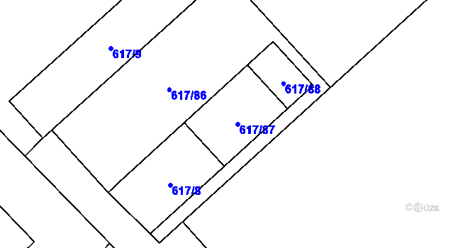 Parcela st. 617/87 v KÚ Jaroměř, Katastrální mapa