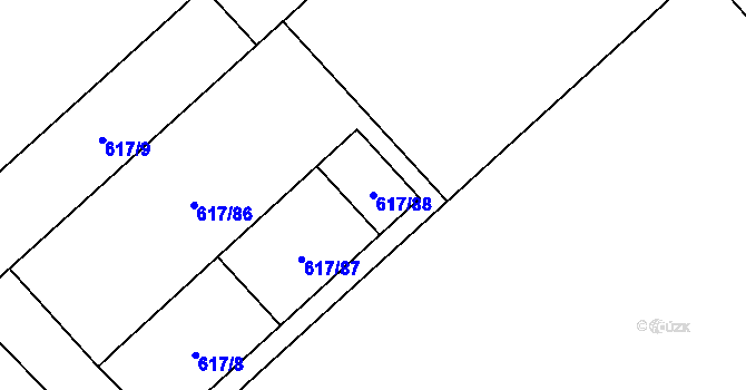 Parcela st. 617/88 v KÚ Jaroměř, Katastrální mapa