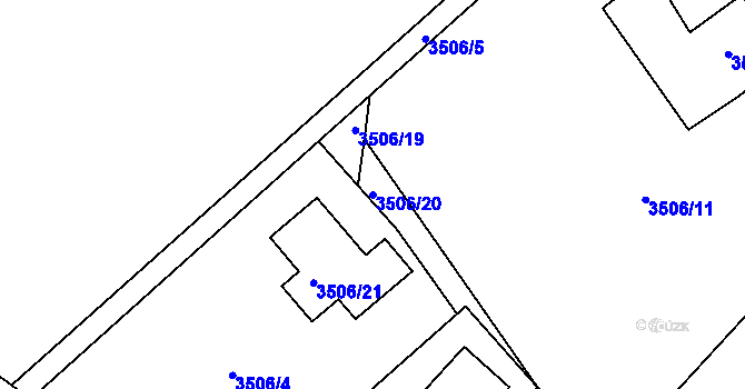 Parcela st. 3506/20 v KÚ Jaroměř, Katastrální mapa