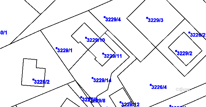 Parcela st. 3229/11 v KÚ Jaroměř, Katastrální mapa