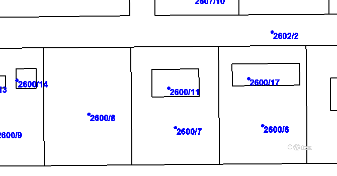 Parcela st. 2600/11 v KÚ Jaroměř, Katastrální mapa