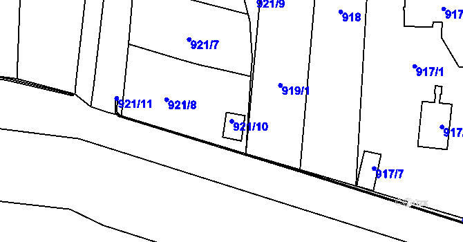 Parcela st. 921/10 v KÚ Jaroměř, Katastrální mapa