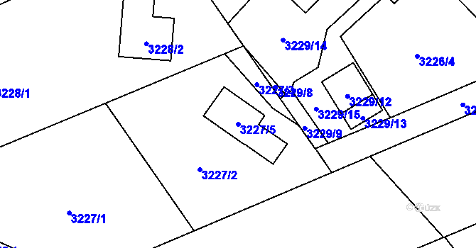 Parcela st. 3227/5 v KÚ Jaroměř, Katastrální mapa