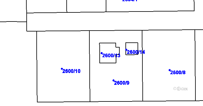 Parcela st. 2600/13 v KÚ Jaroměř, Katastrální mapa