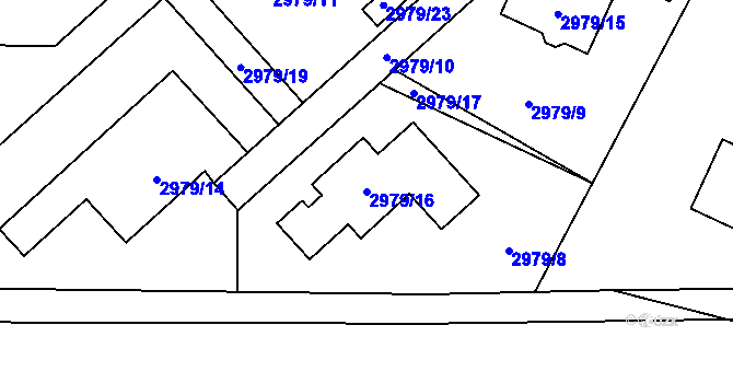 Parcela st. 2979/16 v KÚ Jaroměř, Katastrální mapa