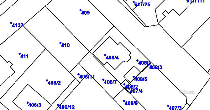 Parcela st. 408/4 v KÚ Jaroměř, Katastrální mapa