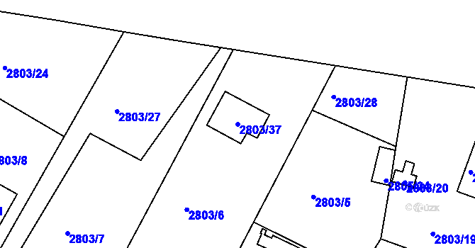 Parcela st. 2803/37 v KÚ Jaroměř, Katastrální mapa