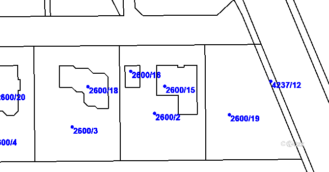 Parcela st. 2600/15 v KÚ Jaroměř, Katastrální mapa