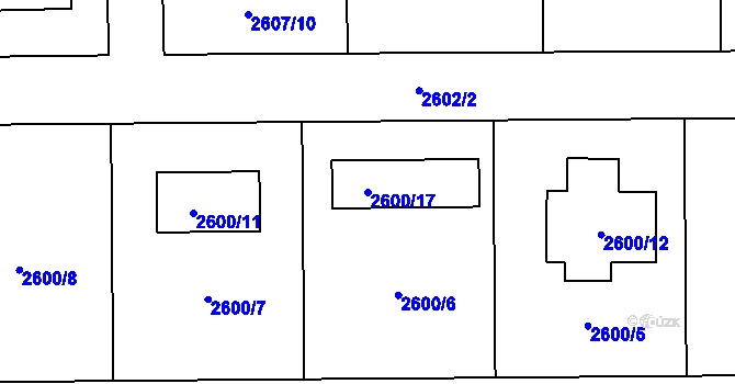 Parcela st. 2600/17 v KÚ Jaroměř, Katastrální mapa