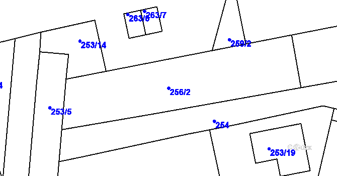 Parcela st. 256/2 v KÚ Jaroměř, Katastrální mapa