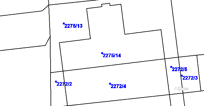 Parcela st. 2275/14 v KÚ Jaroměř, Katastrální mapa
