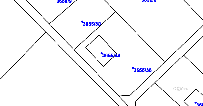 Parcela st. 3655/44 v KÚ Jaroměř, Katastrální mapa
