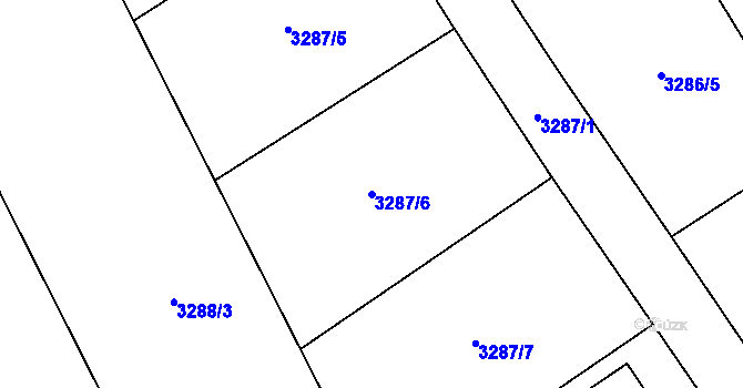 Parcela st. 3287/6 v KÚ Jaroměř, Katastrální mapa