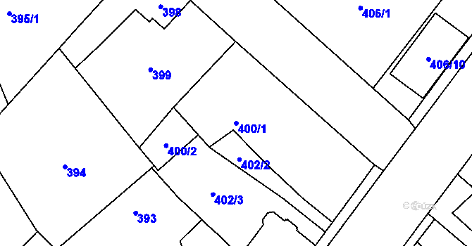Parcela st. 400/1 v KÚ Jaroměř, Katastrální mapa