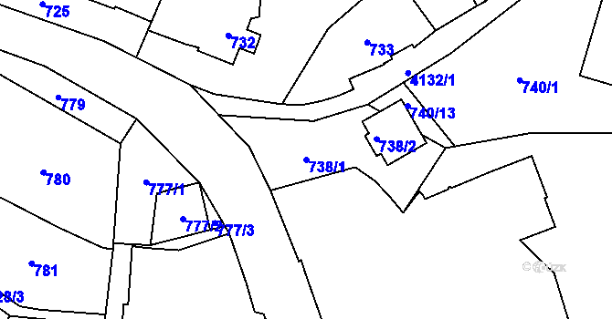 Parcela st. 738/1 v KÚ Jaroměř, Katastrální mapa
