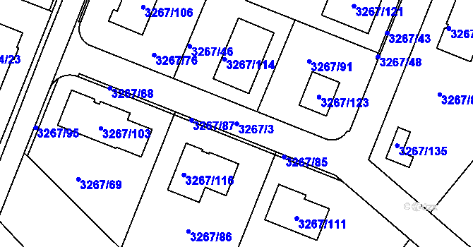 Parcela st. 3267/3 v KÚ Jaroměř, Katastrální mapa