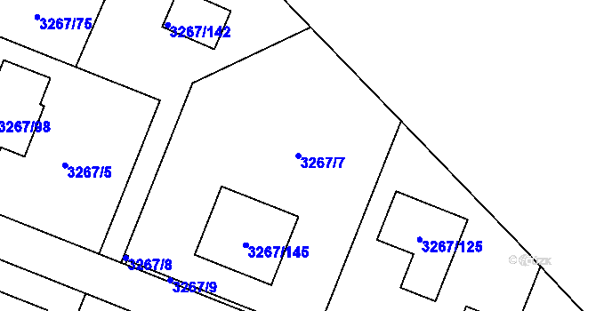 Parcela st. 3267/7 v KÚ Jaroměř, Katastrální mapa