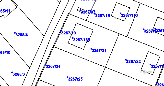Parcela st. 3267/21 v KÚ Jaroměř, Katastrální mapa