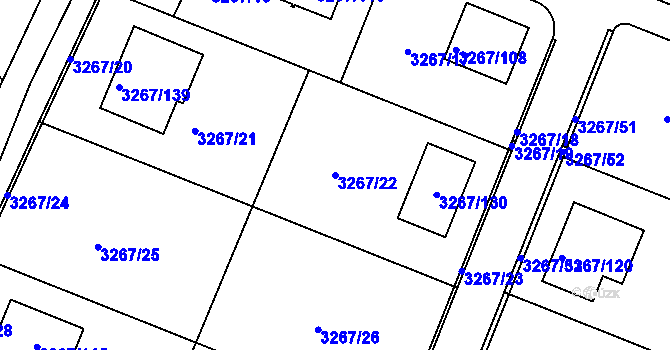 Parcela st. 3267/22 v KÚ Jaroměř, Katastrální mapa