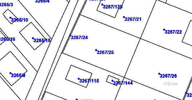 Parcela st. 3267/25 v KÚ Jaroměř, Katastrální mapa
