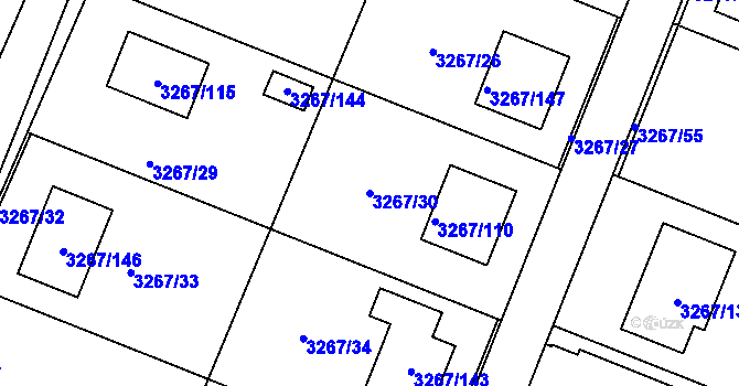 Parcela st. 3267/30 v KÚ Jaroměř, Katastrální mapa
