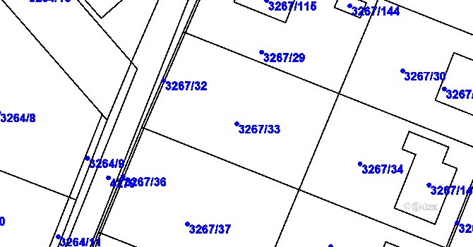 Parcela st. 3267/33 v KÚ Jaroměř, Katastrální mapa