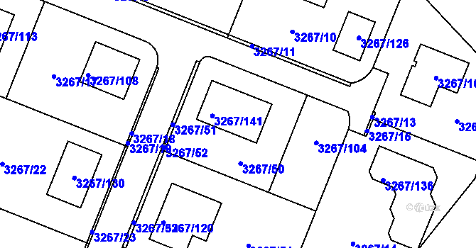 Parcela st. 3267/50 v KÚ Jaroměř, Katastrální mapa