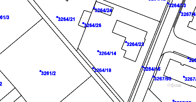 Parcela st. 3264/14 v KÚ Jaroměř, Katastrální mapa
