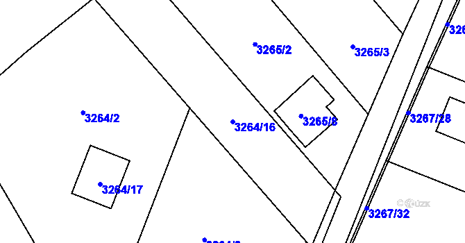 Parcela st. 3264/16 v KÚ Jaroměř, Katastrální mapa