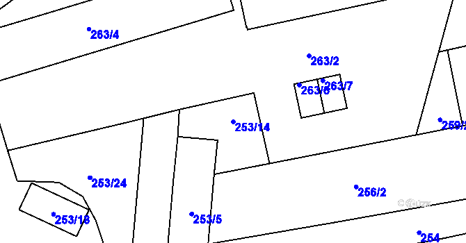 Parcela st. 253/14 v KÚ Jaroměř, Katastrální mapa