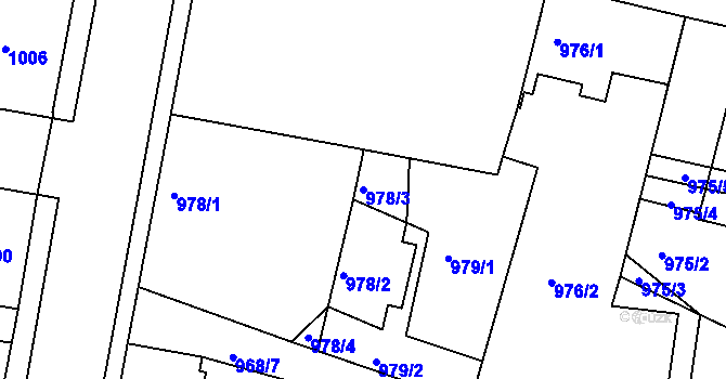 Parcela st. 978/3 v KÚ Jaroměř, Katastrální mapa
