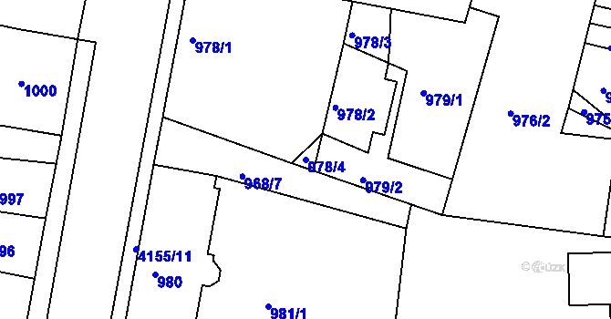 Parcela st. 978/4 v KÚ Jaroměř, Katastrální mapa
