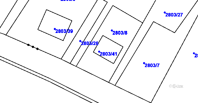 Parcela st. 2803/41 v KÚ Jaroměř, Katastrální mapa