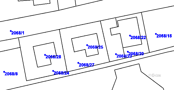 Parcela st. 2068/25 v KÚ Jaroměř, Katastrální mapa