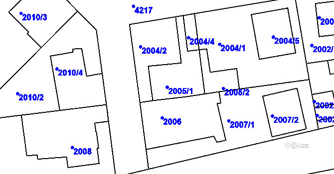 Parcela st. 2005/1 v KÚ Jaroměř, Katastrální mapa