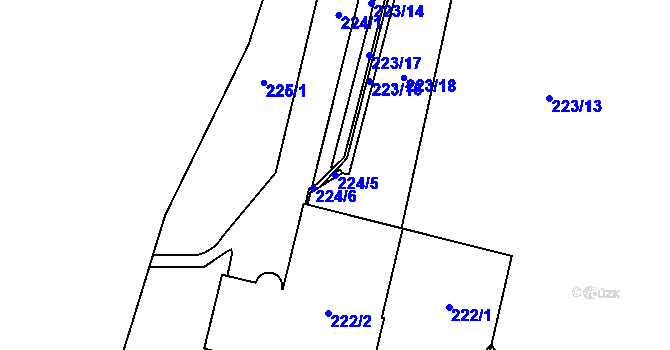 Parcela st. 224/5 v KÚ Jaroměř, Katastrální mapa