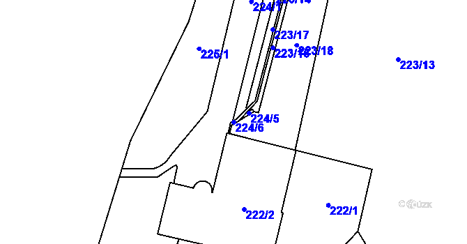 Parcela st. 224/6 v KÚ Jaroměř, Katastrální mapa