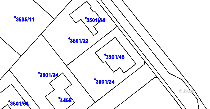 Parcela st. 3501/46 v KÚ Jaroměř, Katastrální mapa