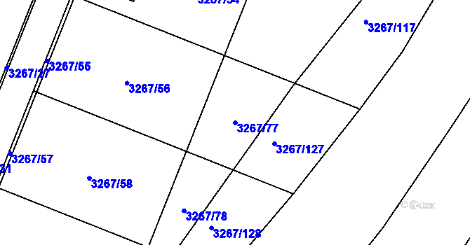 Parcela st. 3267/77 v KÚ Jaroměř, Katastrální mapa