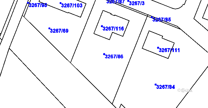 Parcela st. 3267/86 v KÚ Jaroměř, Katastrální mapa