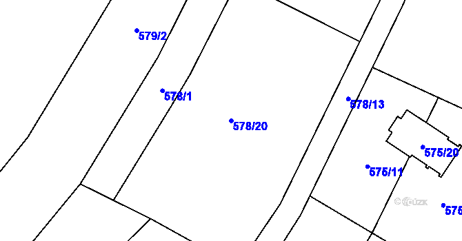 Parcela st. 578/20 v KÚ Jaroměř, Katastrální mapa