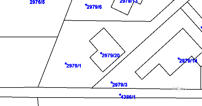 Parcela st. 2979/20 v KÚ Jaroměř, Katastrální mapa