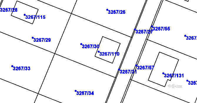 Parcela st. 3267/110 v KÚ Jaroměř, Katastrální mapa