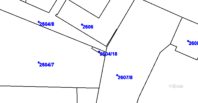Parcela st. 2604/18 v KÚ Jaroměř, Katastrální mapa