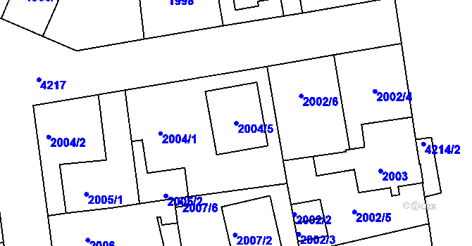 Parcela st. 2004/5 v KÚ Jaroměř, Katastrální mapa