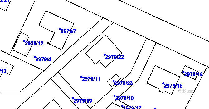 Parcela st. 2979/22 v KÚ Jaroměř, Katastrální mapa
